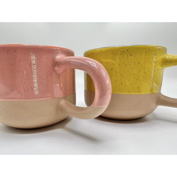 Set Of 2 Starbucks Terra Cotta Two Tone Long Handle 12oz Mugs - Picture 2 of 6